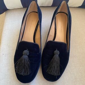 Banana Republic velvet navy tassel heals